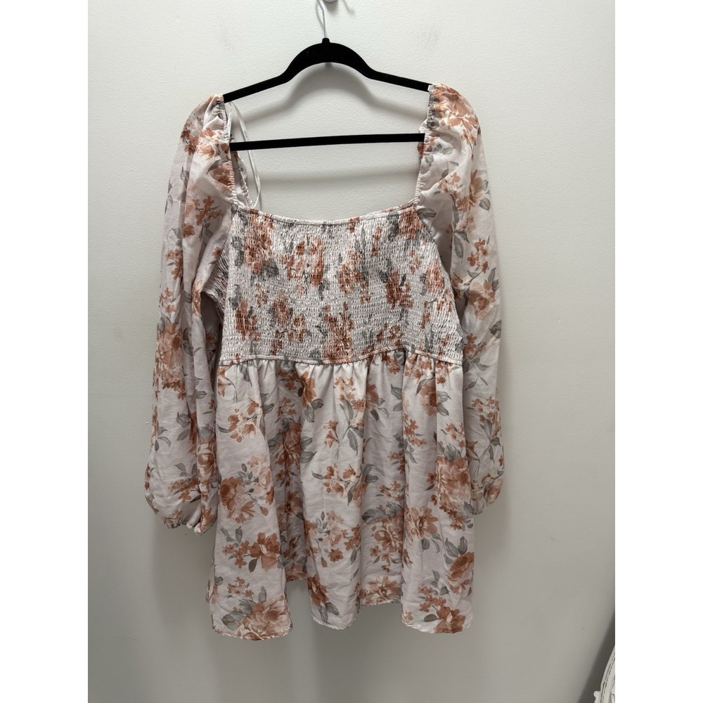 Arula Vintage Floral Smocked Long Sleeve Dress Puff Sleeve Cottagecore Size C